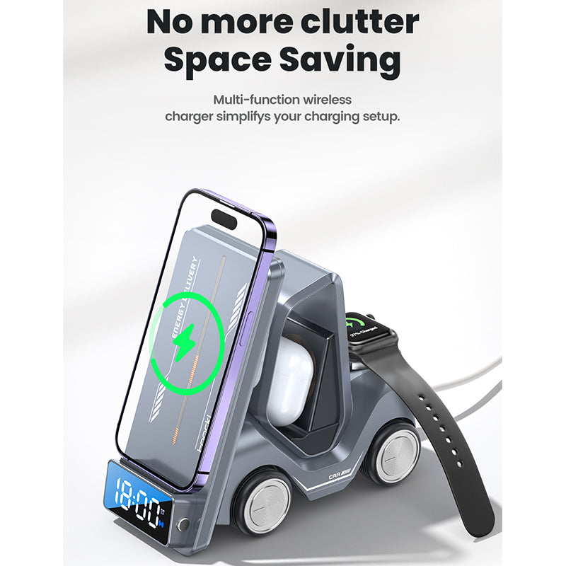 Toocki T20 5 in 1 _ 15W wireless charging station with clock and alarm
