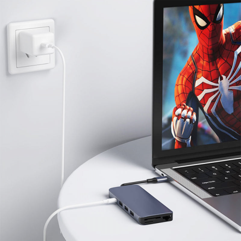 WIWU ALPHA 12 IN 1 TYPE C HUB MULTI-FUNCTION ADAPTER PORTABLE MINI SIZE - GRAY