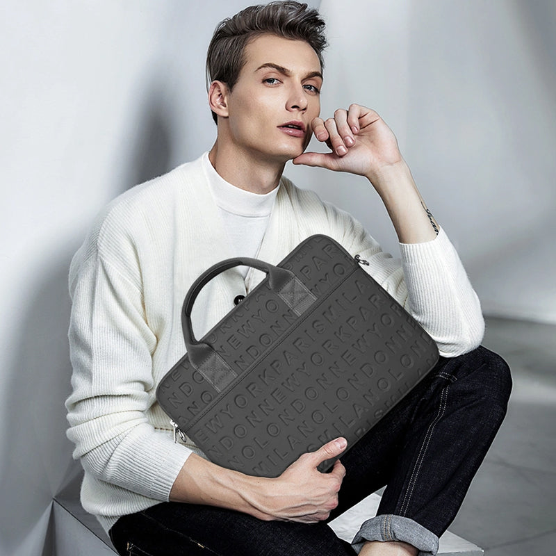 WiWU Waterproof Lycra Vogue Laptop Slim Bag Laptop Handbag with Strap for Men and Women