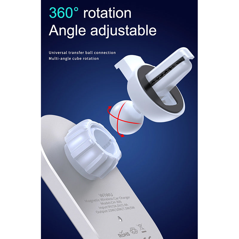 WiWU Magnetic Attached Wireless Charger Car mount CH-306