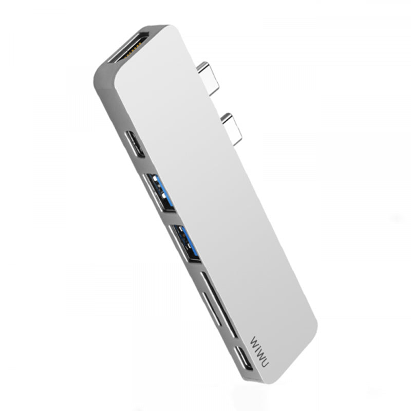 WIWU T08 USB TYPE-C 7 IN 1 HUB ALUMINUM CASE - GRAY