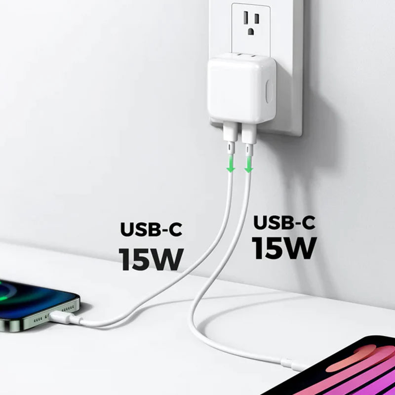 35W Dual USB-C Wall Charger, PD 3.0 35W Foldable USB Plug iPad Charger Cube for iPhone 13/ iPhone 13 Pro Max/iPhone 12/11, iPad and More(Cable Not Included)