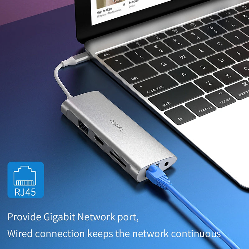 WiWU Alpha 11 in 1 USB C Hub All in One RJ45 Internet 4K for Macbook Laptop Type C Docking Station