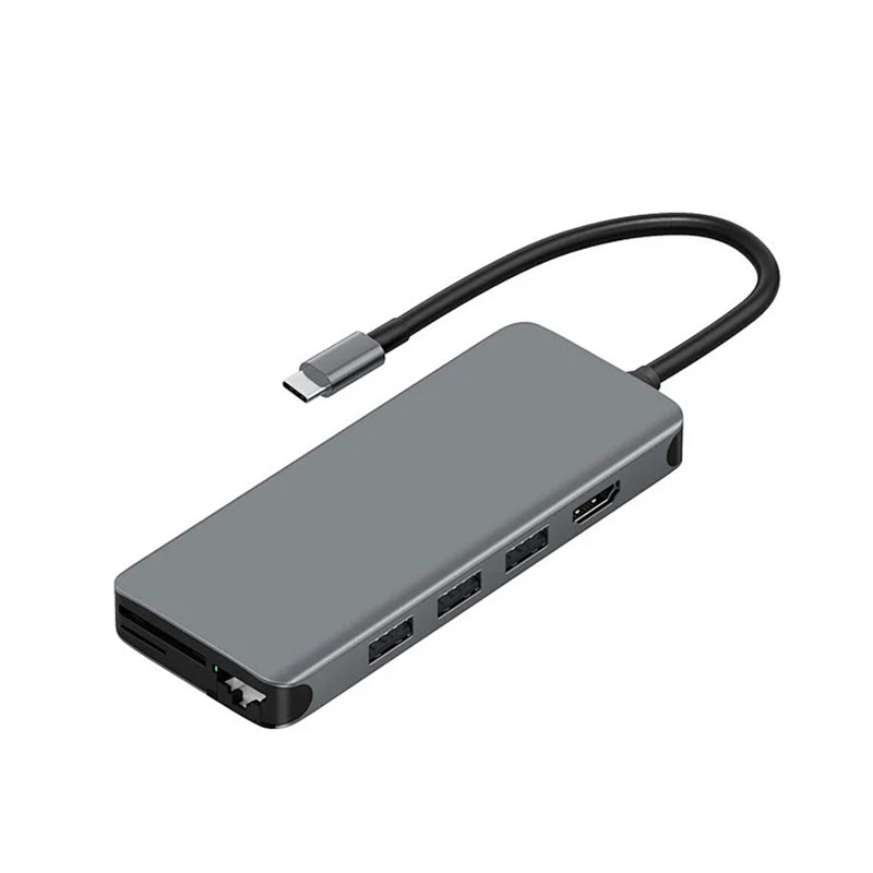 WIWU ALPHA 12 IN 1 TYPE C HUB MULTI-FUNCTION ADAPTER PORTABLE MINI SIZE - GRAY