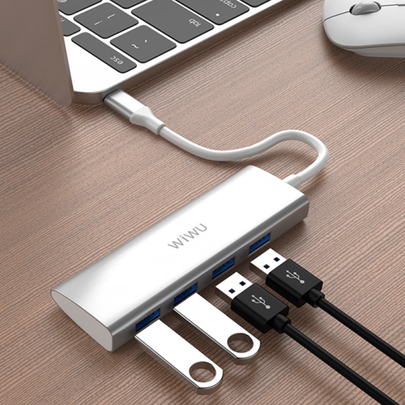 WIWU ALPHA 4 IN 1 USB-C HUB A440 - GRAY