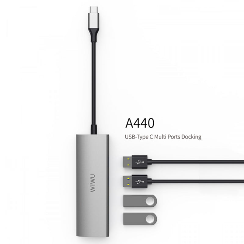 WIWU ALPHA 4 IN 1 USB-C HUB A440 - GRAY