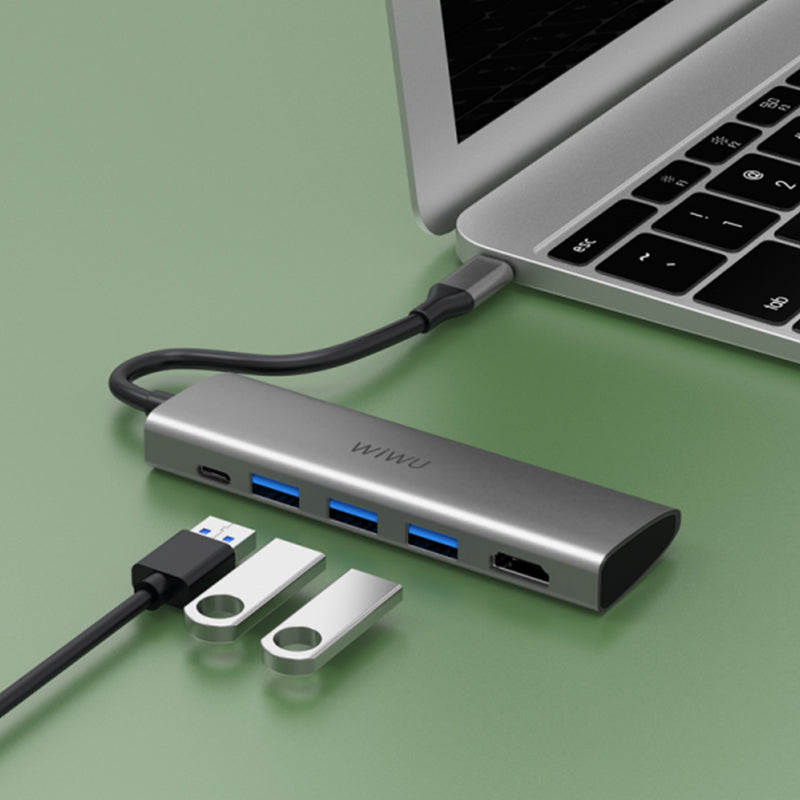 WIWU ALPHA 5 IN 1 USB-C HUB A531H - GRAY