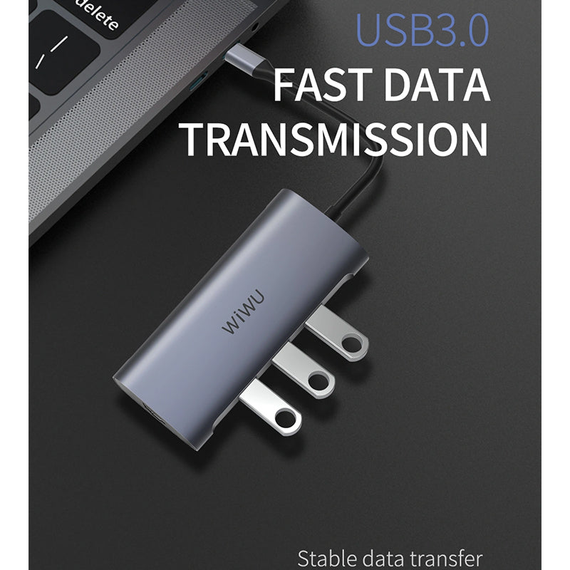 WIWU ALPHA 8 IN 1 USB-C HUB A831HRT - GRAY
