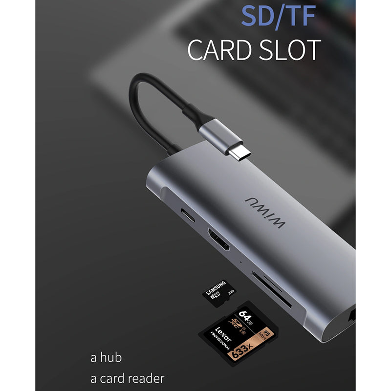 WIWU ALPHA 8 IN 1 USB-C HUB A831HRT - GRAY