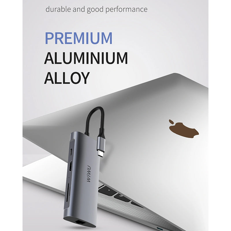 WIWU ALPHA 8 IN 1 USB-C HUB A831HRT - GRAY