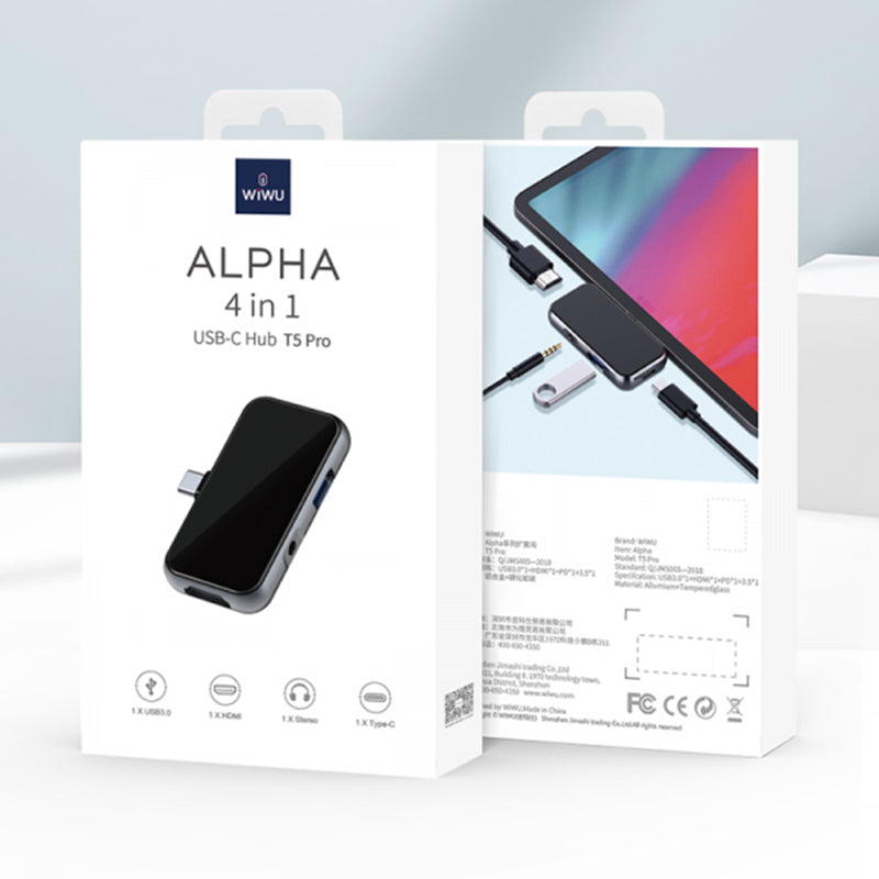 WIWU ALPHA T5 PRO 4 IN 1 USB-C HUB - GRAY