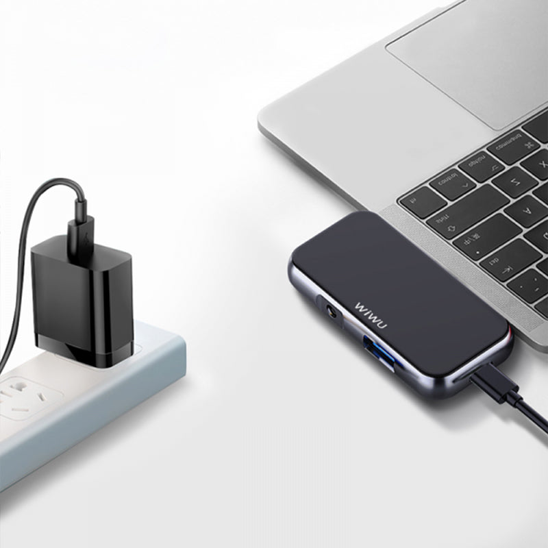 WIWU ALPHA T5 PRO 4 IN 1 USB-C HUB - GRAY