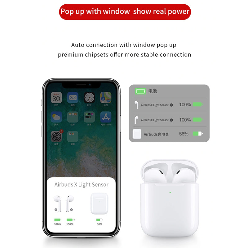WiWU Airbuds light sensor in ear detection TWS earphone GPS location