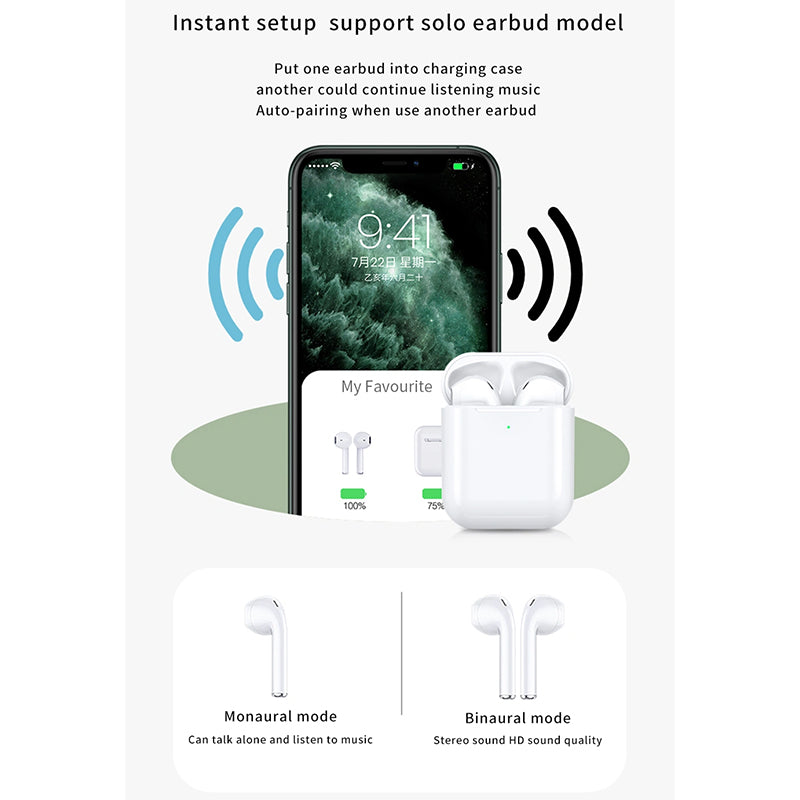 WiWU Airbuds light sensor in ear detection TWS earphone GPS location