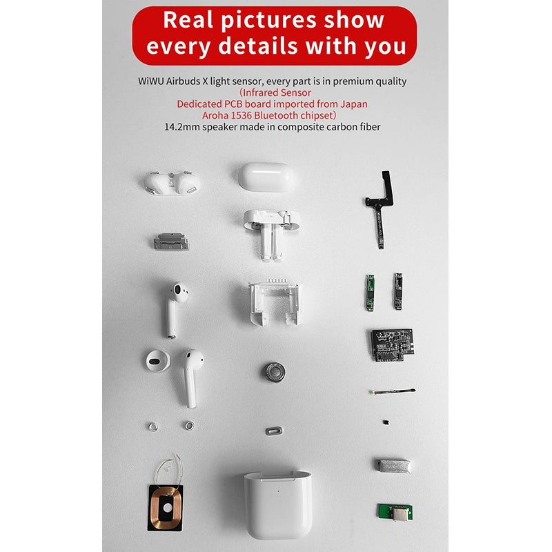 WiWU Airbuds light sensor in ear detection TWS earphone GPS location