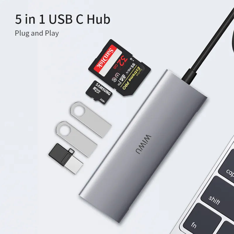 WiWU Alpha 532ST 5 in 1 Laptop Usb C Hub