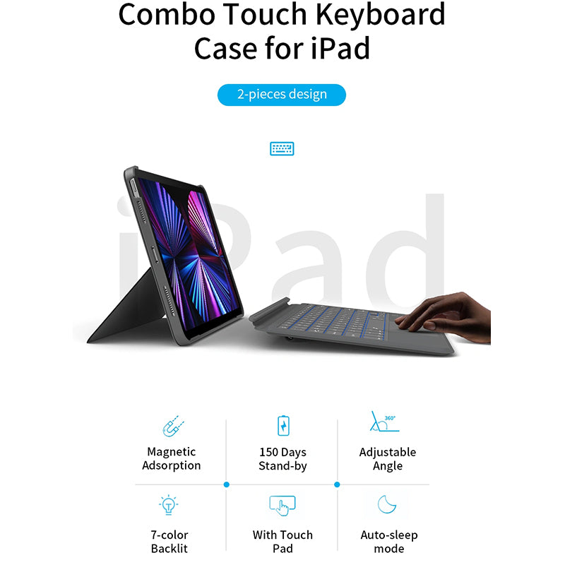 WIWU COMBO TOUCH KEYBOARD CASE FOR IPAD 10.2"/10.5" - GRAY