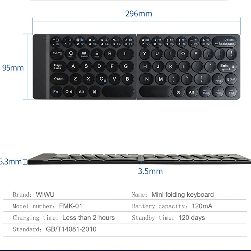 WIWU FOLD MINI WIRELESS KEYBOARD - BLACK