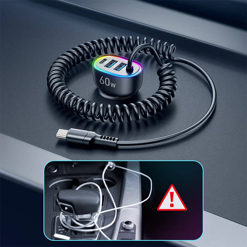 Joyroom 4 in 1 Fast Car Charger PD, QC3.0, AFC, FCP with 1.6m 57W Lightning Cable Black (JR-CL20)