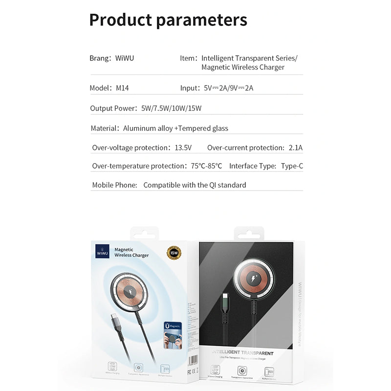 WiWU Magnetic 15w Fast Charging Wireless Charger For Phone
