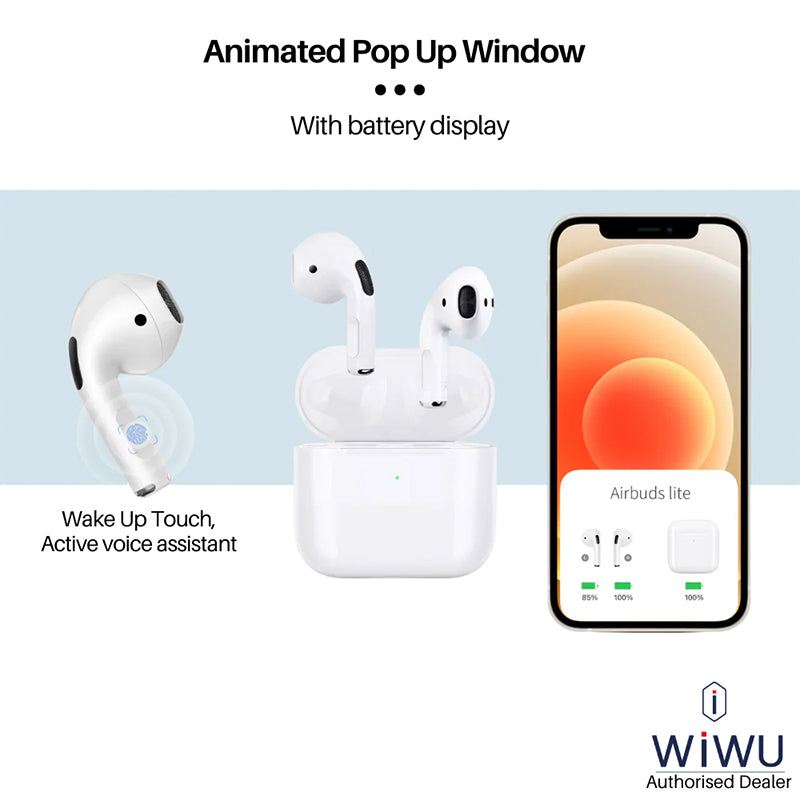 WiWU Airbuds lite Bluetooth Earphone with pop up window compatible with 99% device