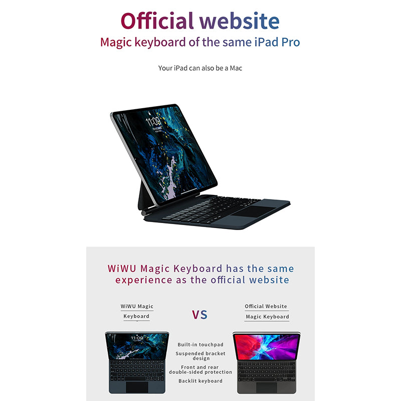 WIWU MAGIC WIRELESS KEYBOARD FOR IPAD 10.9"/11" _ 12.9" - BLACK