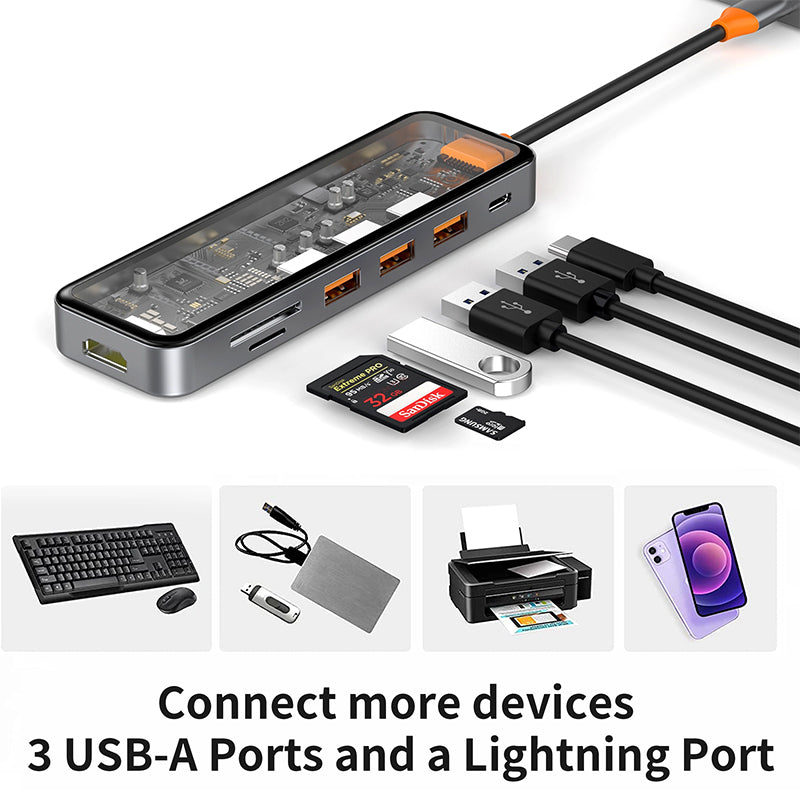 WiWU Space Gray Usb C 7-in-1 3.0 Ports Type C Hub Adapter For Macbook
