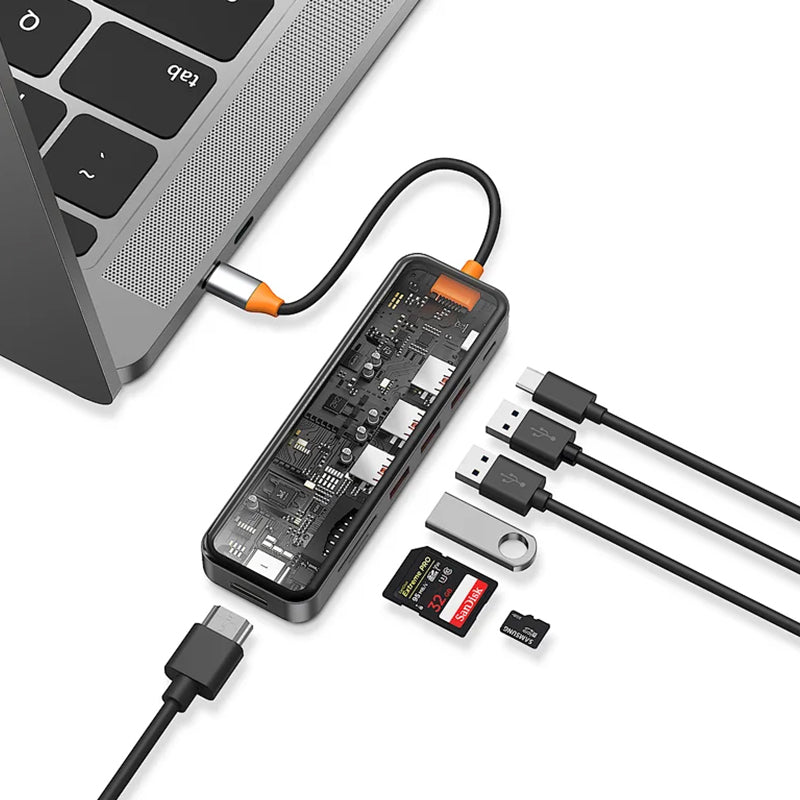 WiWU Space Gray Usb C 7-in-1 3.0 Ports Type C Hub Adapter For Macbook