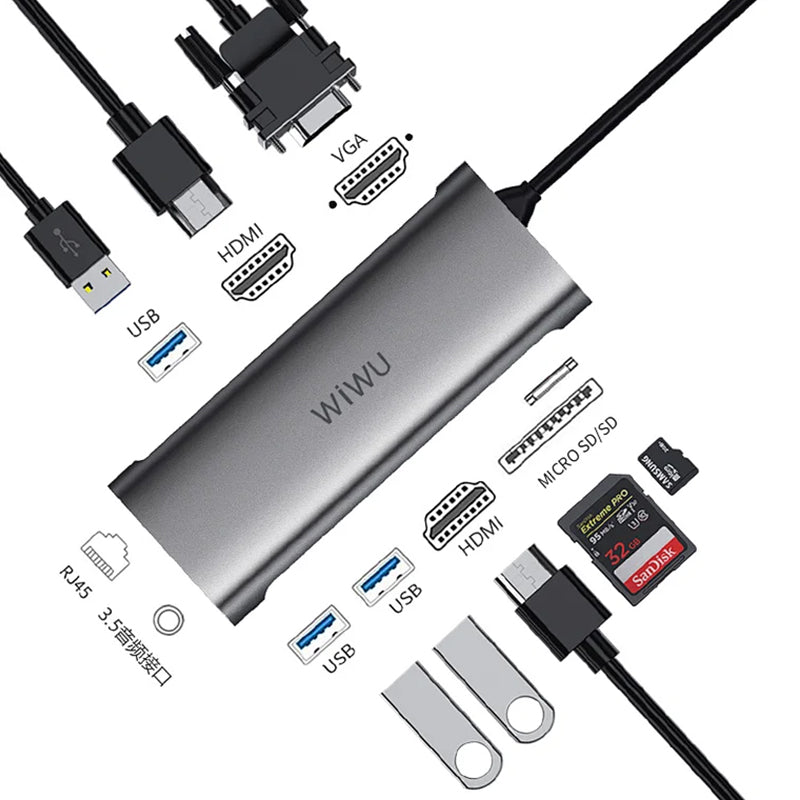 WIWU ALPHA 11 IN 1 USB-C HUB A11312H - GRAY
