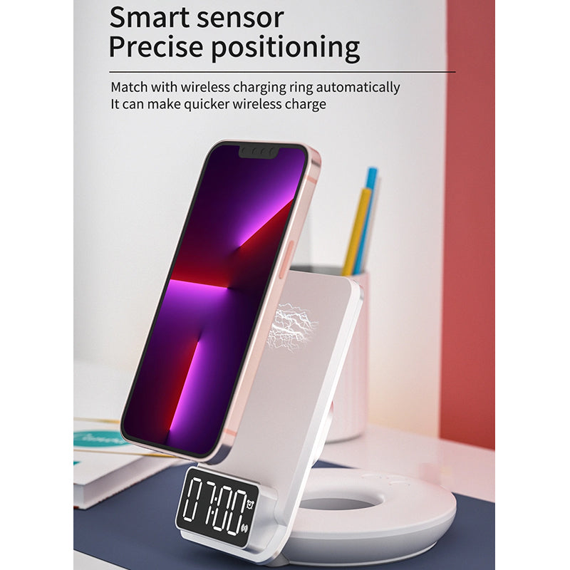 WiWU 4 in 1 Wireless Charging With Nigh Light And Alarm Clock Fast Charger