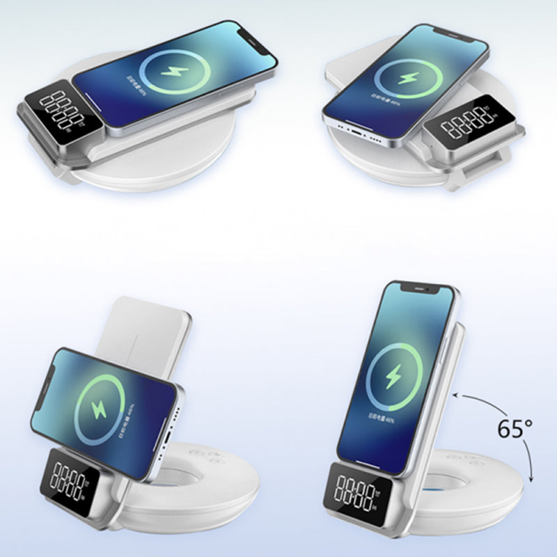 WiWU 4 in 1 Wireless Charging With Nigh Light And Alarm Clock Fast Charger