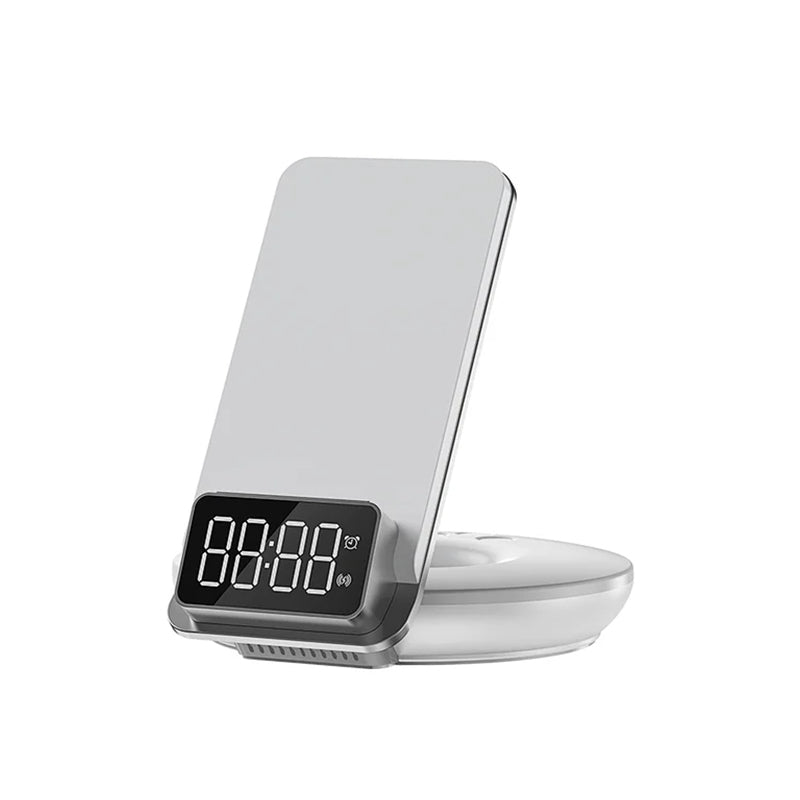 WiWU 4 in 1 Wireless Charging With Nigh Light And Alarm Clock Fast Charger