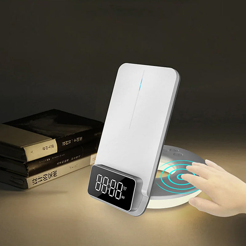 WiWU 4 in 1 Wireless Charging With Nigh Light And Alarm Clock Fast Charger