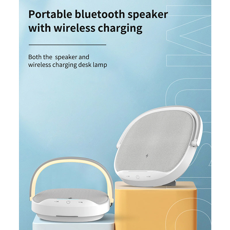 WiWU Portable 3 in 1 Wireless Charging Desk Lamp Speaker 15W Fast Wireless Charging
