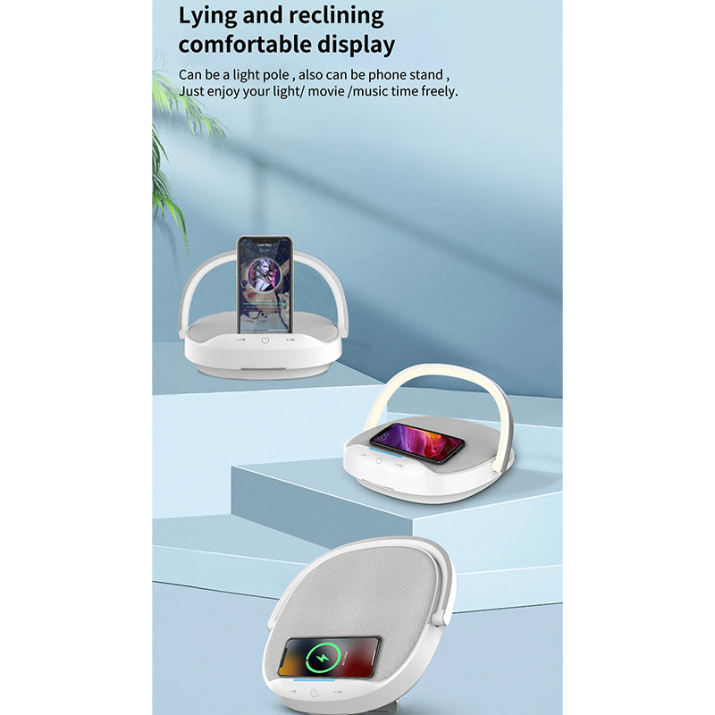 WiWU Portable 3 in 1 Wireless Charging Desk Lamp Speaker 15W Fast Wireless Charging