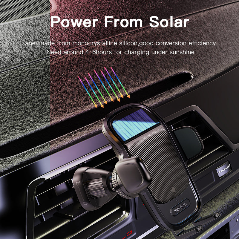 Yesido C164 Solar Panel Phone Charging & Phone Car Holder