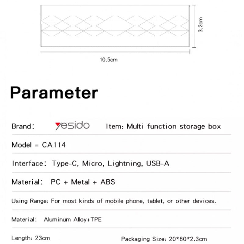 Yesido Multifunctional storage box 6 in 1 mobile phone USB data cable design