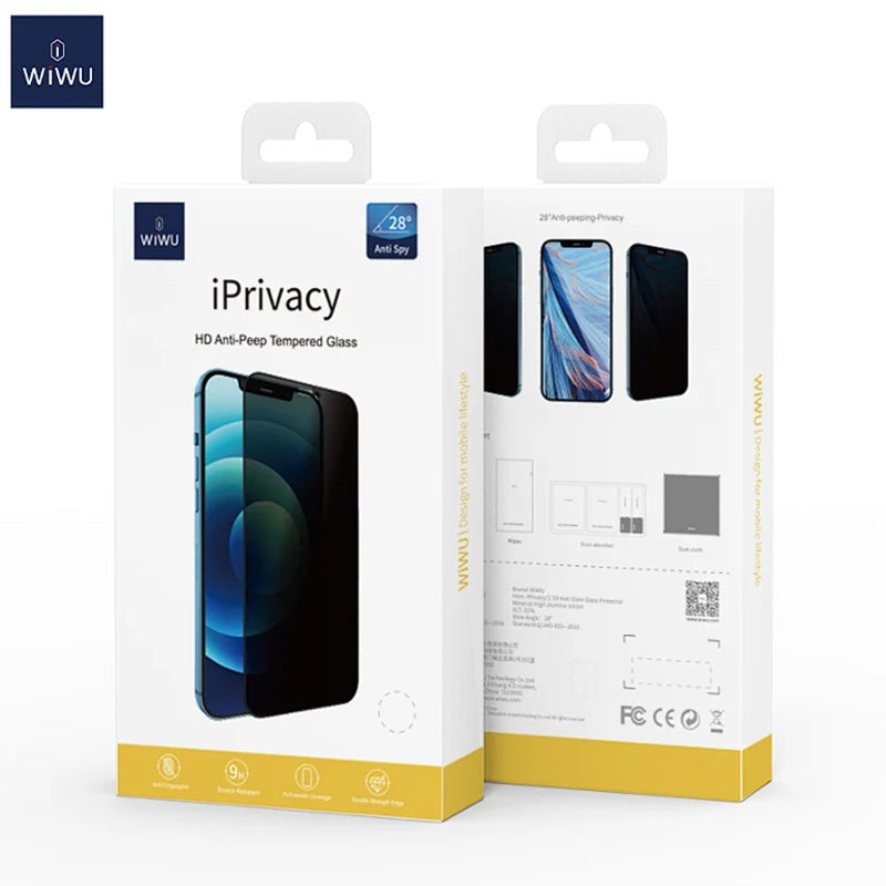 WIWU IPRIVACY HD ANTI-PEEP TEMPERED GLASS SCREEN PROTECTOR 2.5D FOR IPHONE - TRANSPARENT