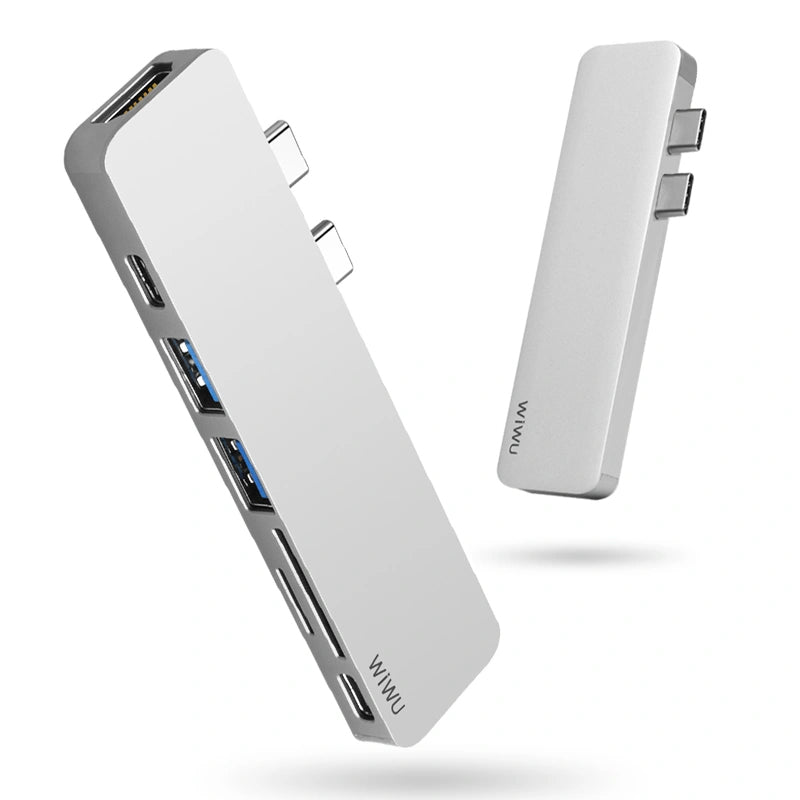 WIWU T08 USB TYPE-C 7 IN 1 HUB ALUMINUM CASE - GRAY