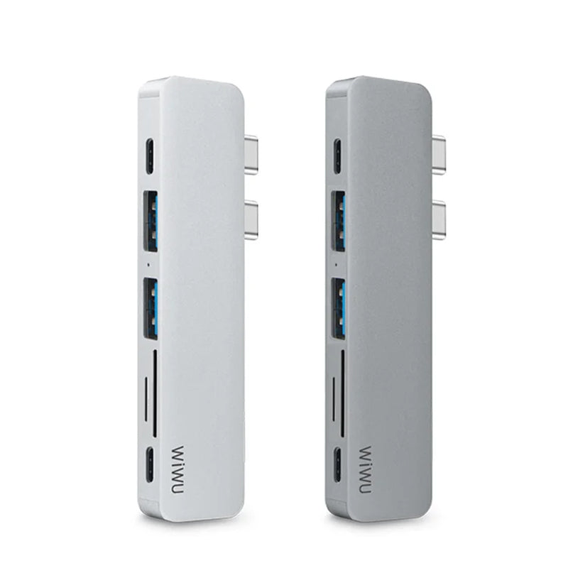 WIWU T08 USB TYPE-C 7 IN 1 HUB ALUMINUM CASE - GRAY